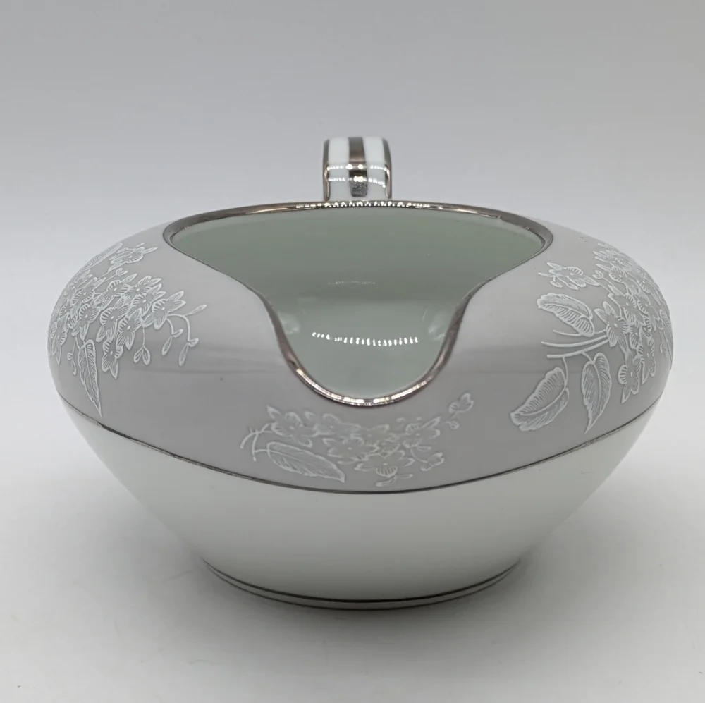 Noritake Sabrina White Grey Silver Floral Ceramic Creamer